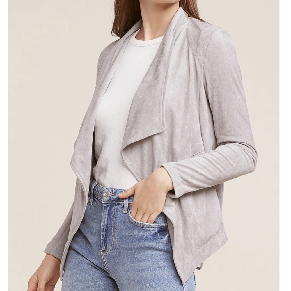 BB Dakota Earned It Faux Suede Lace Up Jacket with Pockets in Grey Size XS